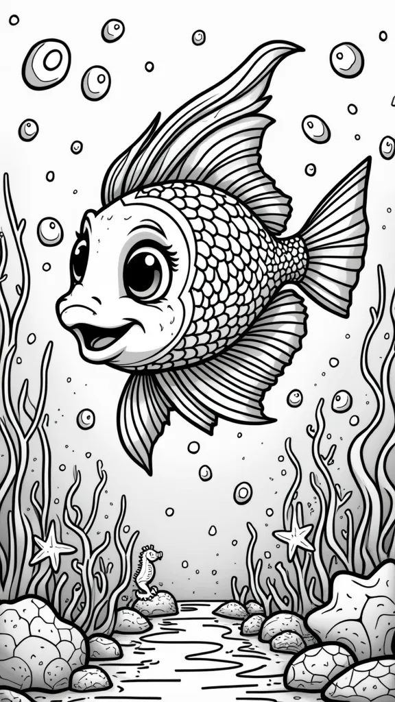 coloriages de poissons arc-en-ciel